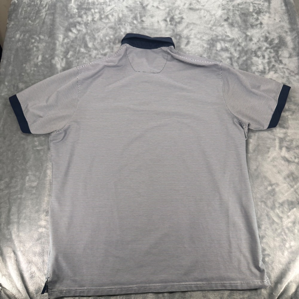 MIZZEN+MAIN Mens X Large Classic Navy White Stripe Short Sleeve Polo Shirt - Picture 7 of 7